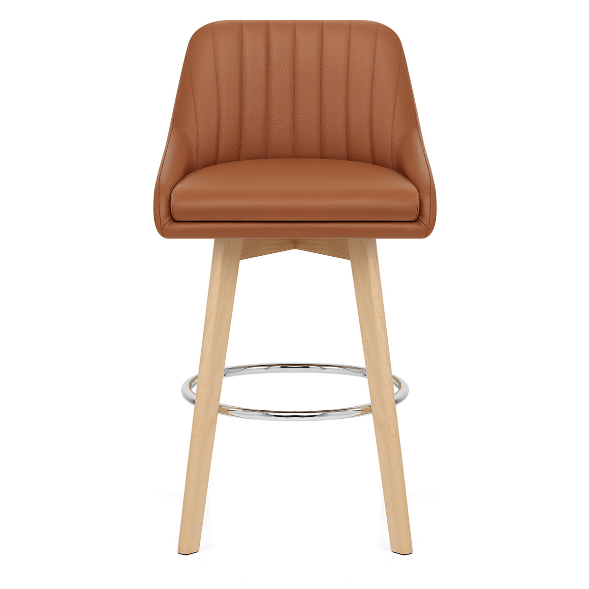 Hamilton Bar Stool Oak & Tan Real Leather