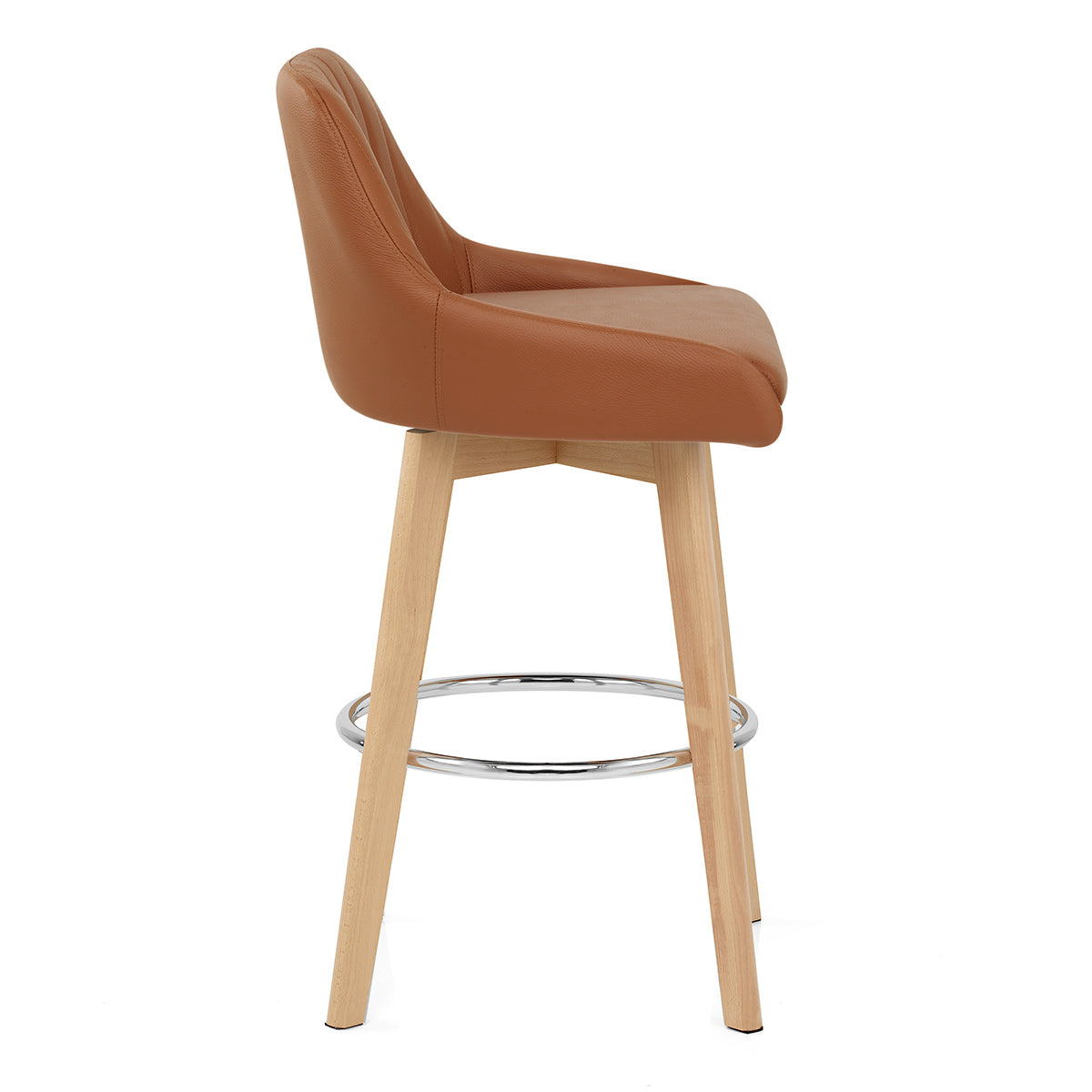 Hamilton Bar Stool Oak & Tan Real Leather
