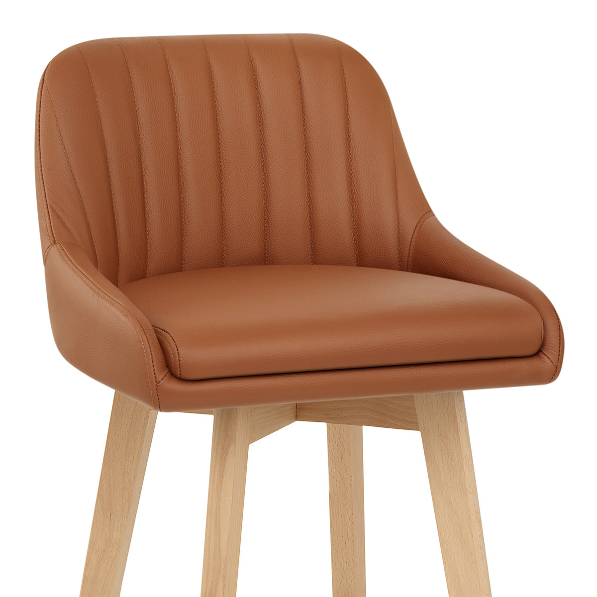Hamilton Bar Stool Oak & Tan Real Leather