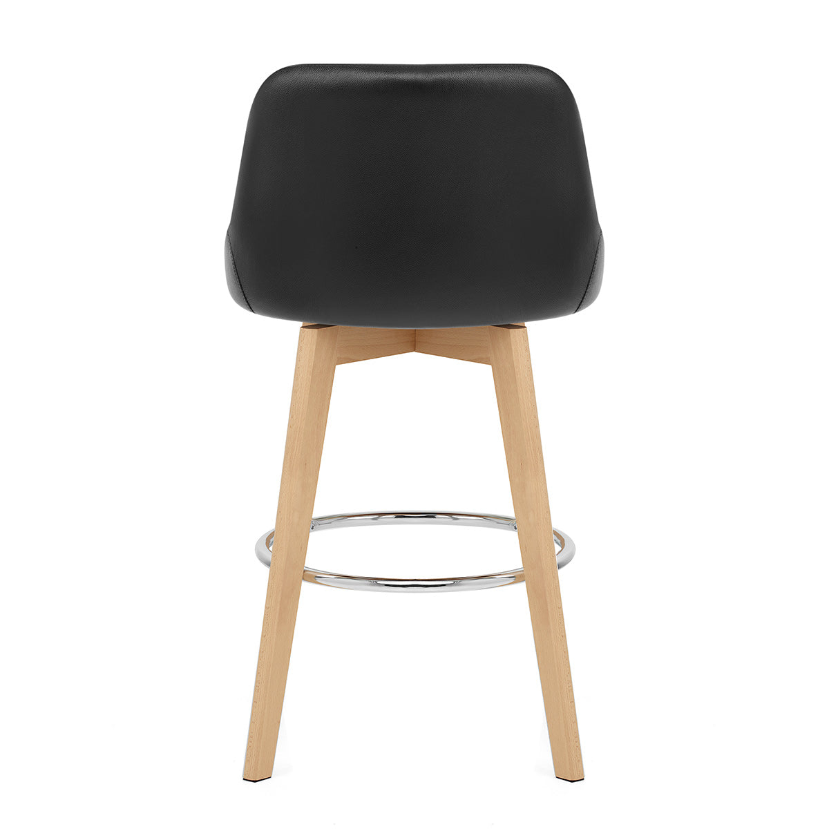 Hamilton Bar Stool Oak & Black Real Leather