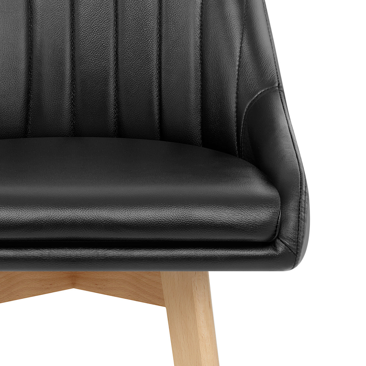 Hamilton Bar Stool Oak & Black Real Leather