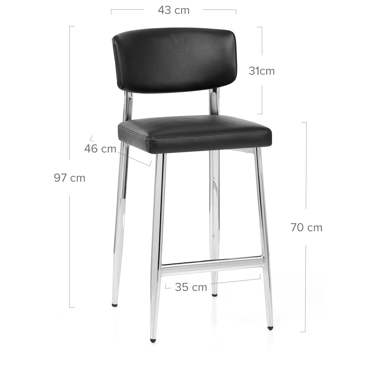 Parker Bar Stool Black Real Leather