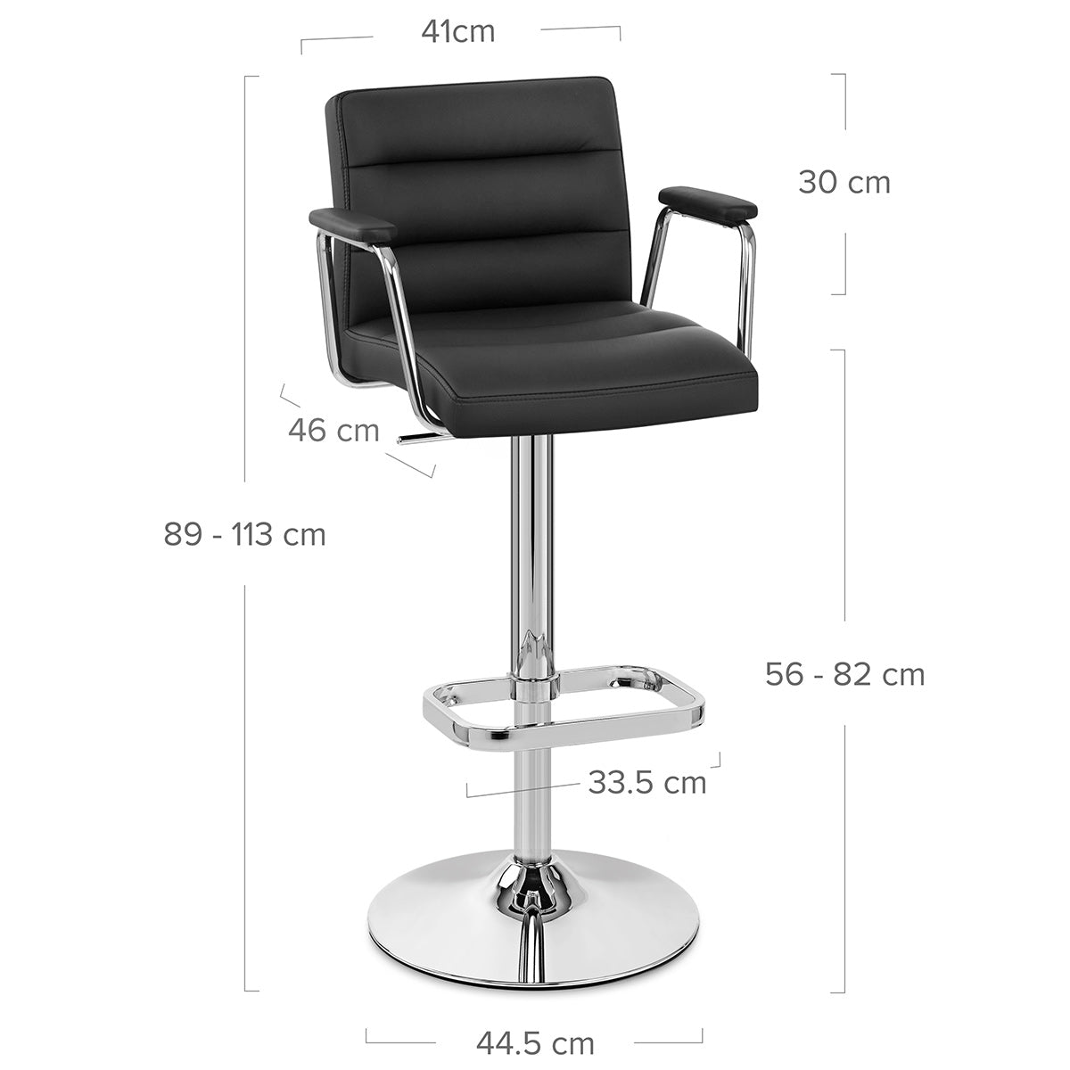 Lush Chrome Stool Black With Arms