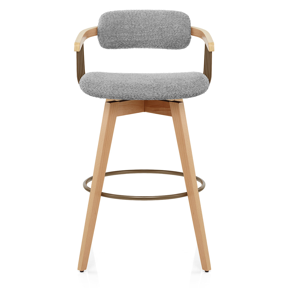 Electra Oak Stool Light Grey Boucle