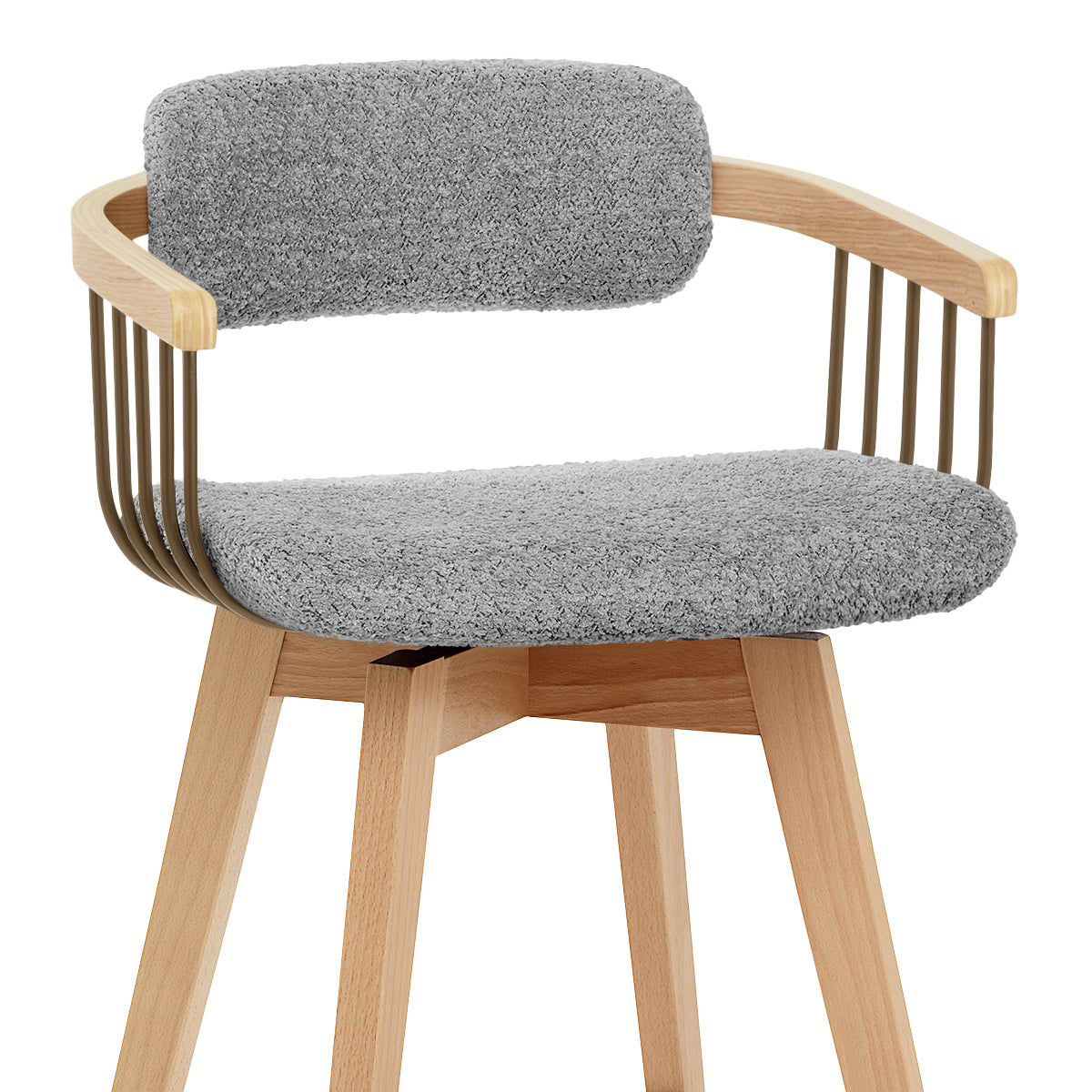 Electra Oak Stool Light Grey Boucle