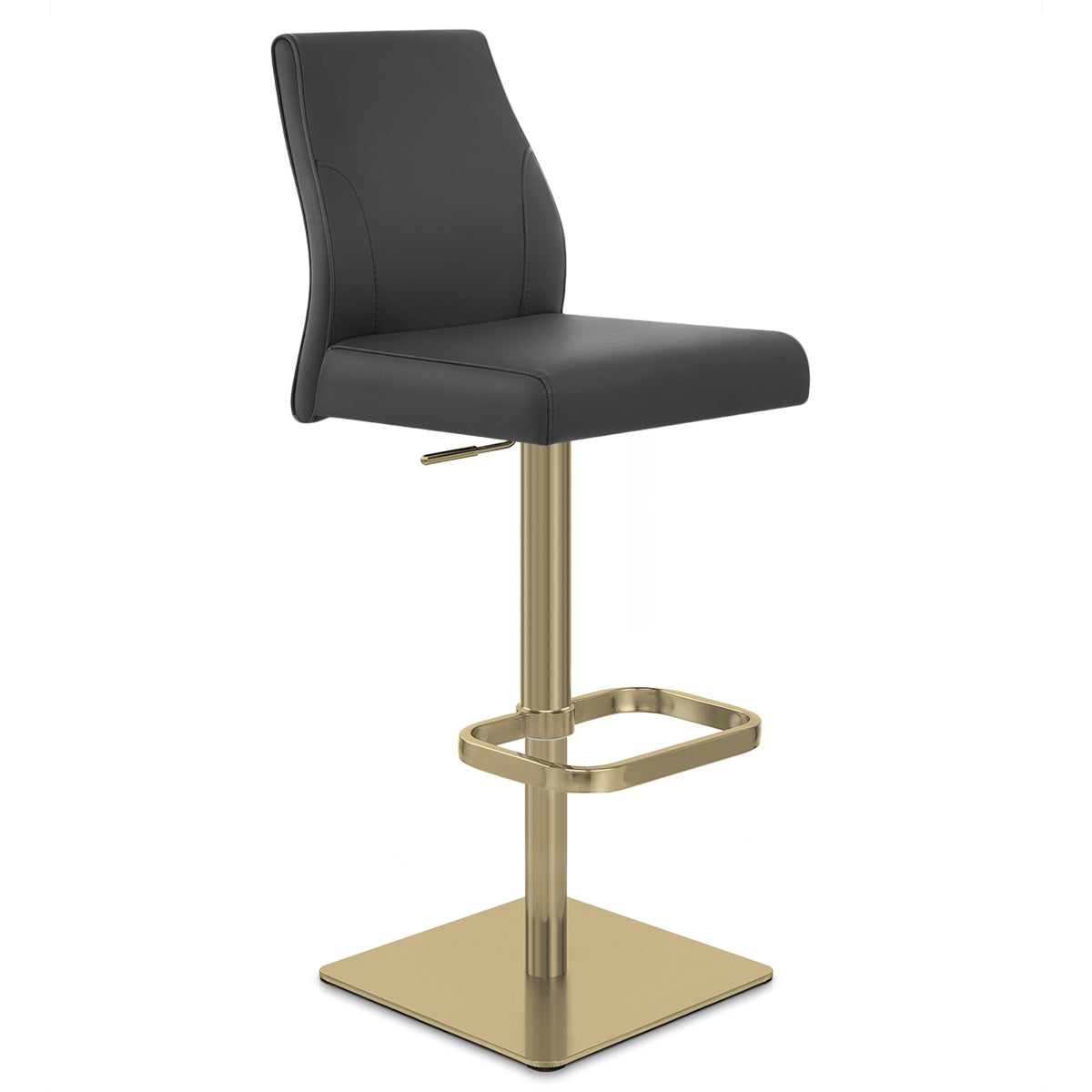 Martello Real Leather Gold Stool Black