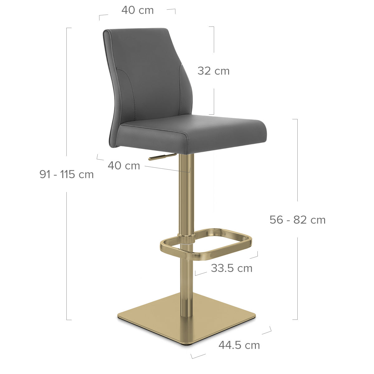 Martello Real Leather Gold Stool Grey