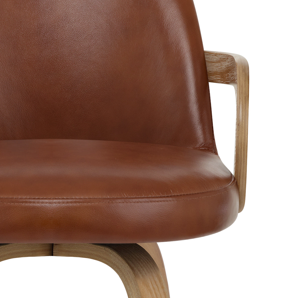 Franco Oak Bar Stool Brown Real Leather