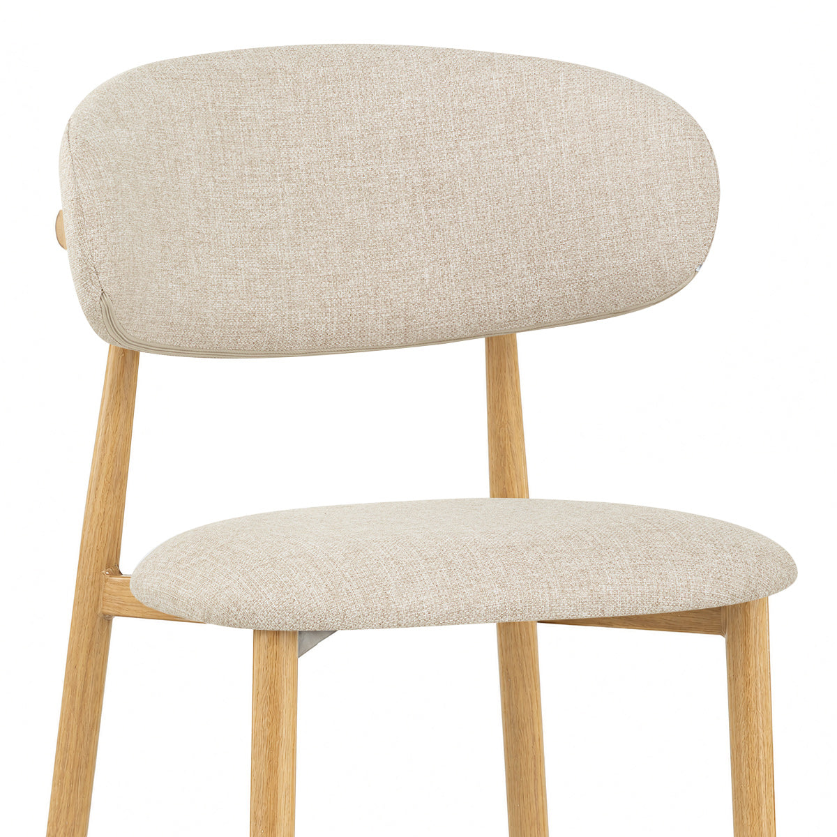 Harrow Oak Bar Stool Beige Fabric