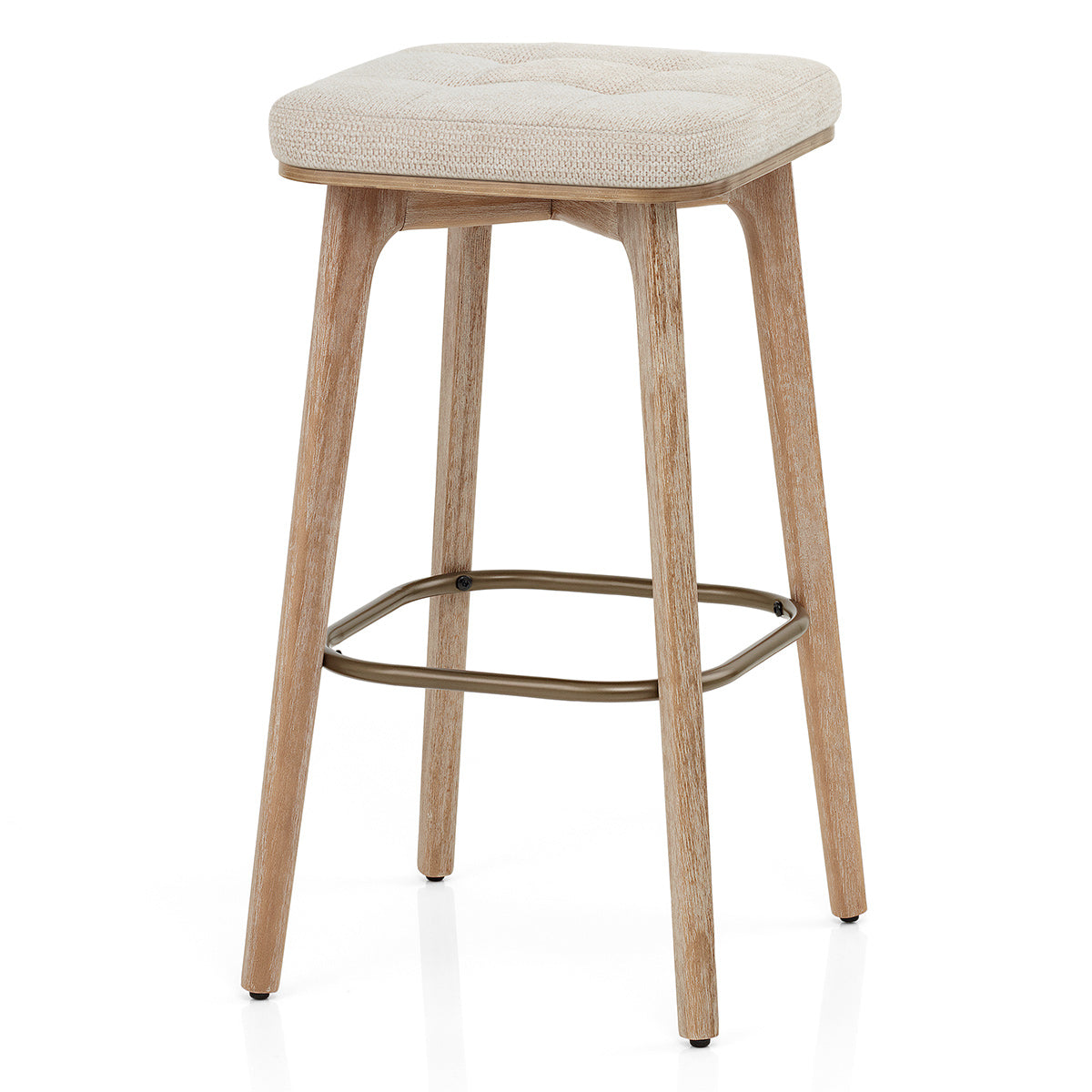 Malmo Oak & Copper Stool Beige Fabric