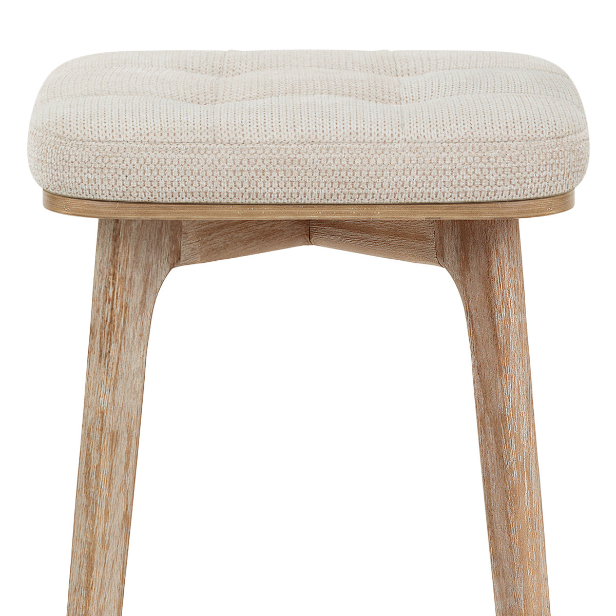 Malmo Oak & Copper Stool Beige Fabric