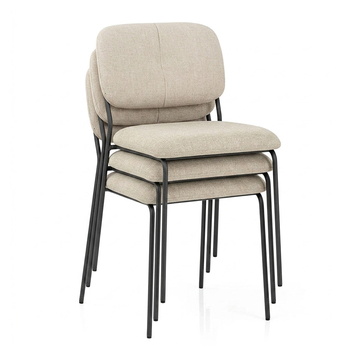 Lila Stackable Dining Chair Beige Fabric