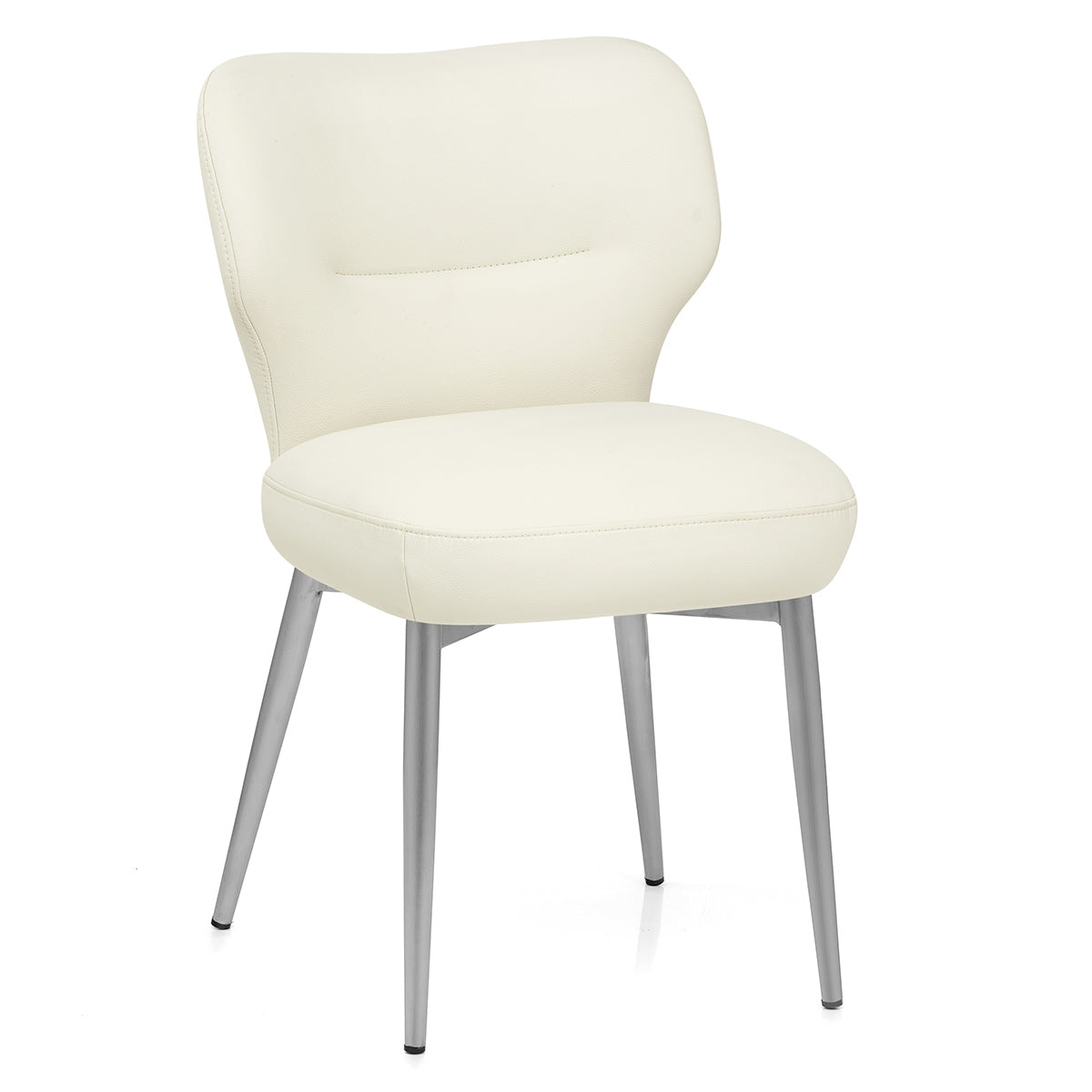 Maddie Brushed Dining Chair Cream Eco Leather