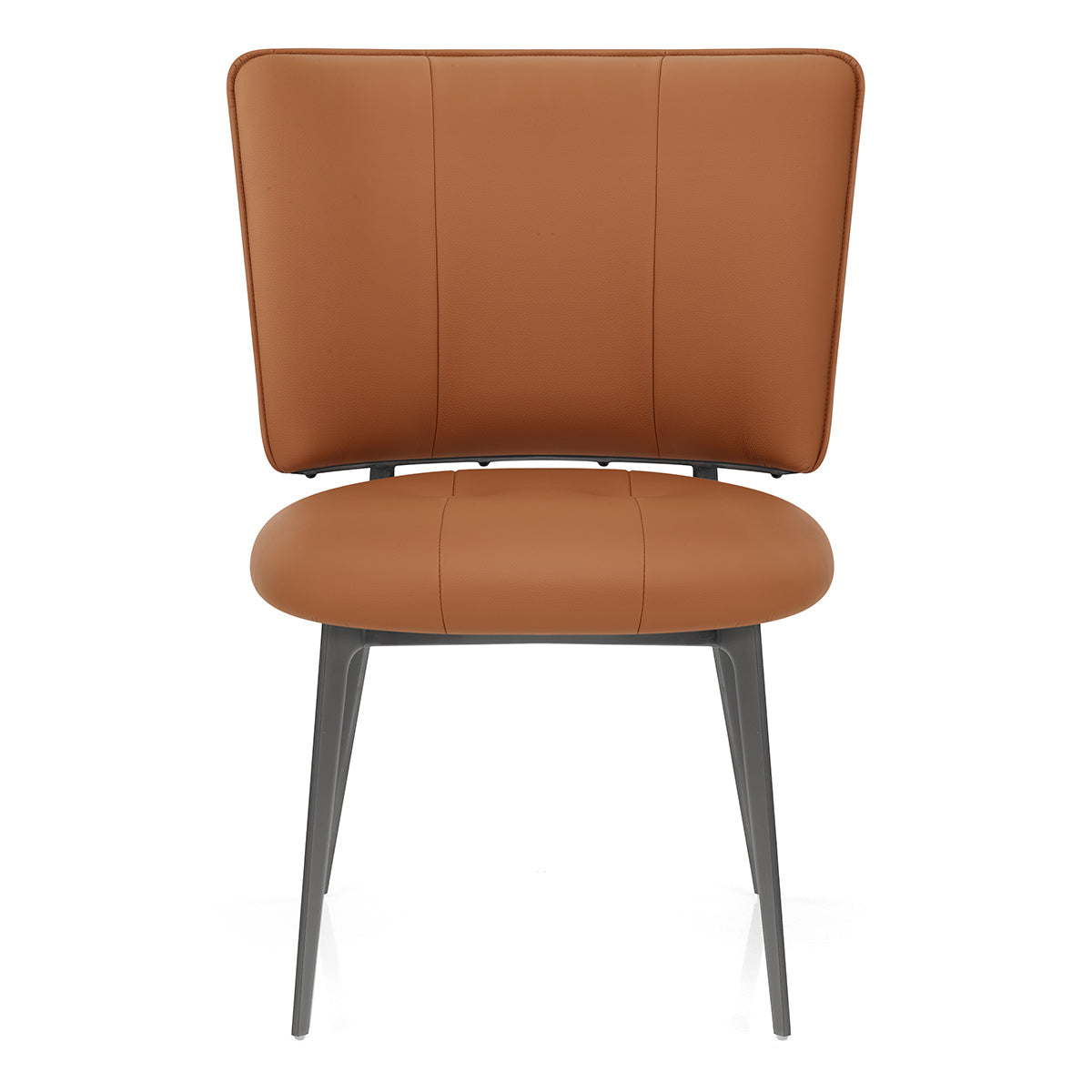 Ellis Graphite Dining Chair Tan Eco Leather
