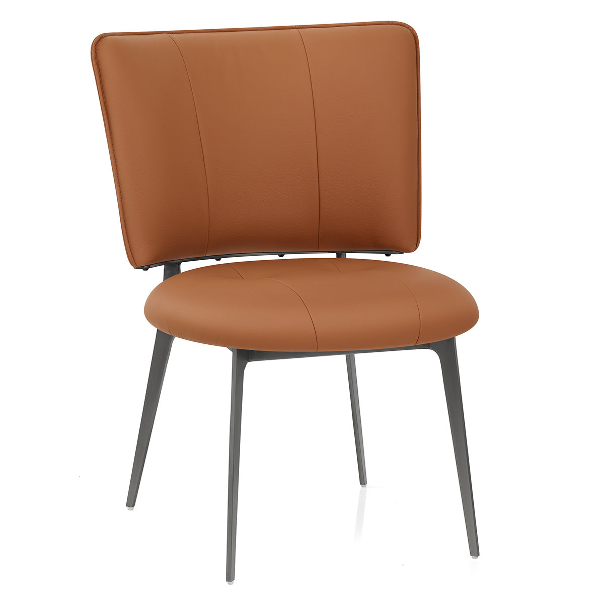 Ellis Graphite Dining Chair Tan Eco Leather
