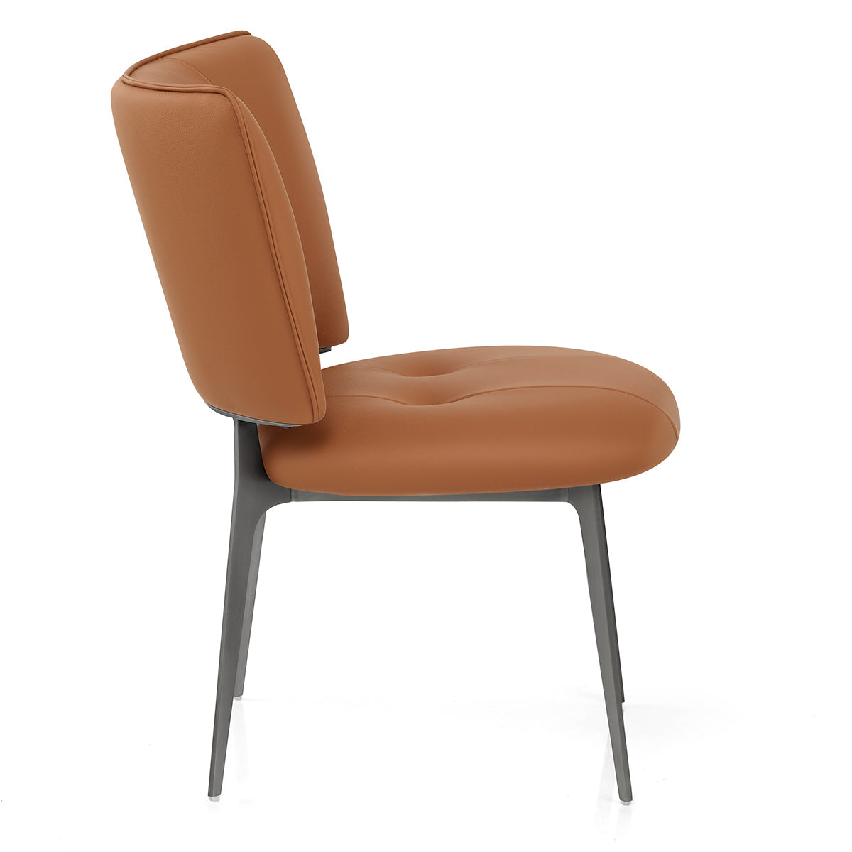 Ellis Graphite Dining Chair Tan Eco Leather