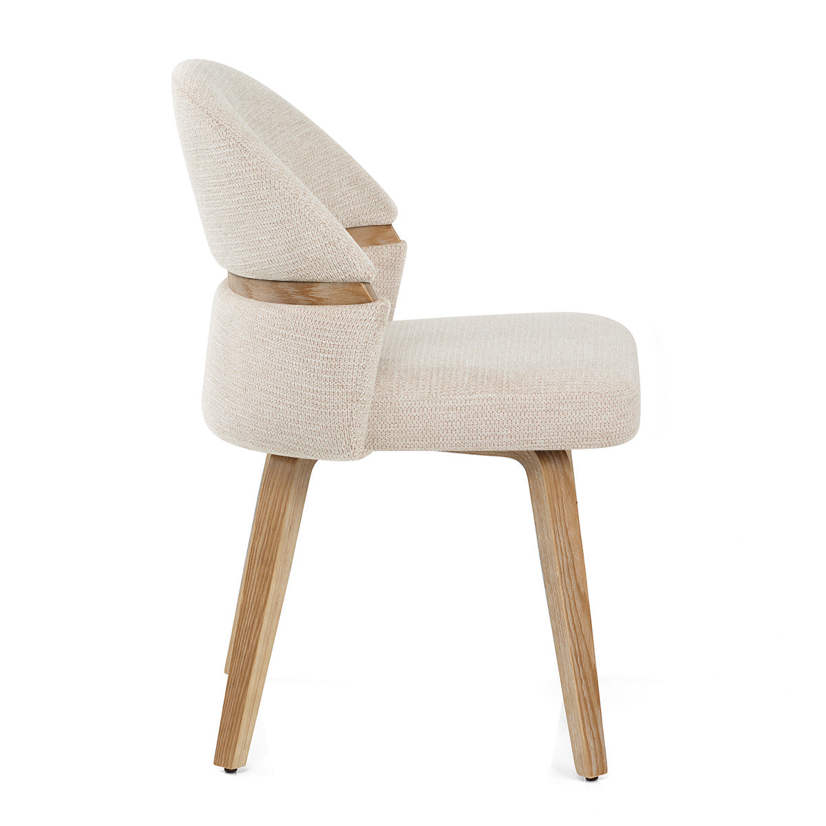 Odessa Oak Chair Beige Fabric