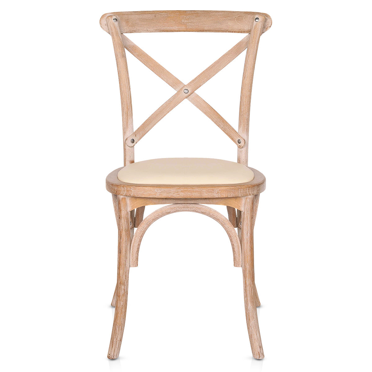 Marcel Oak Cross Back Chair Cream Leather