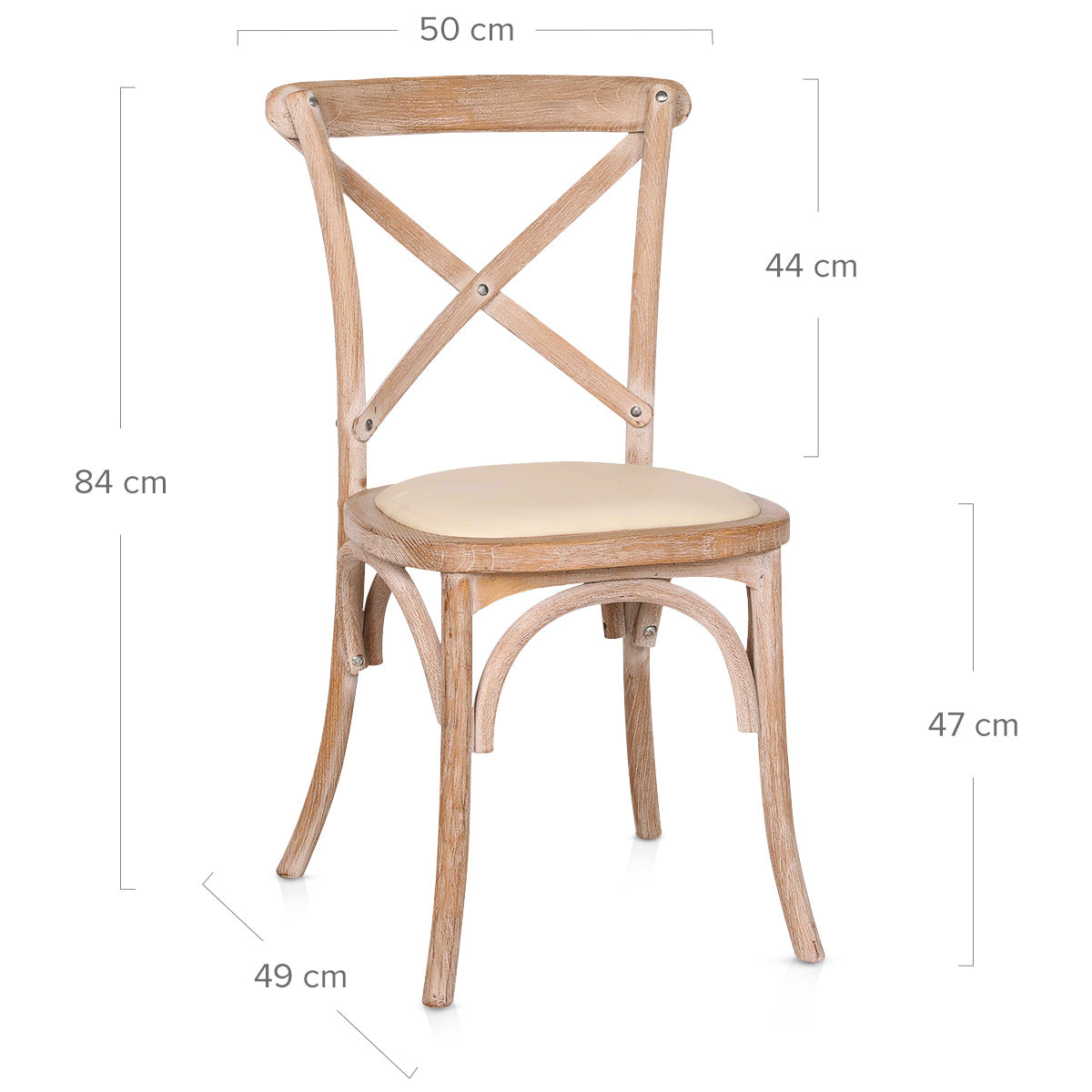 Marcel Oak Cross Back Chair Cream Leather