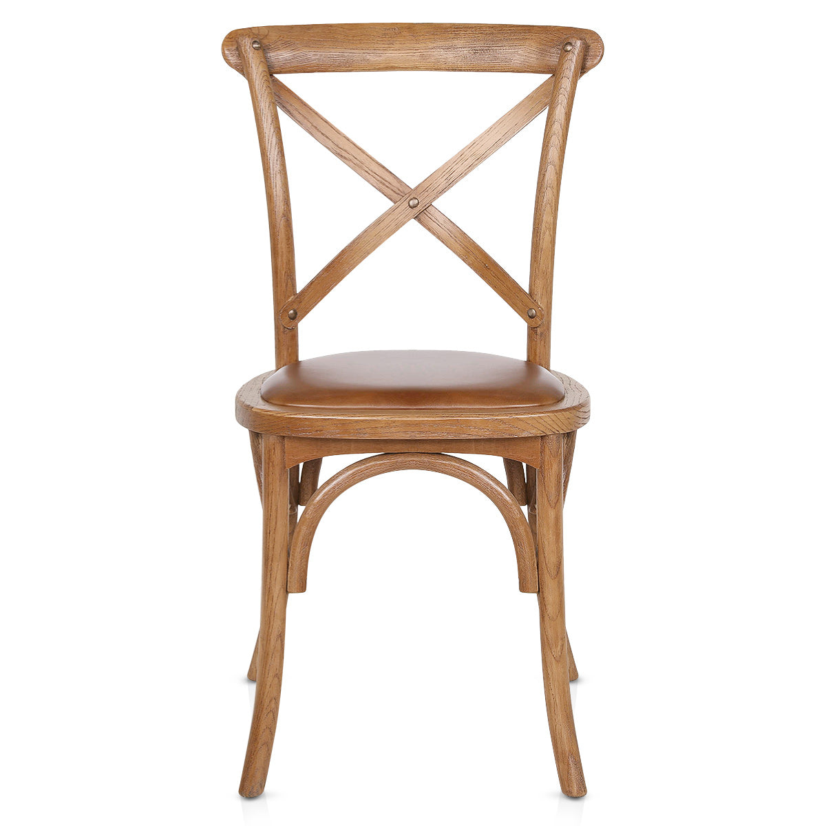 Marcel Walnut Cross Back Chair Brown Leather