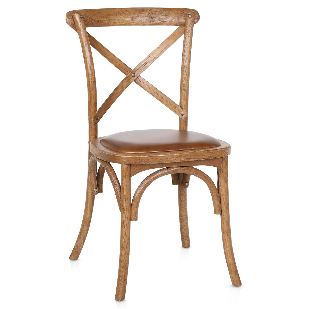 Marcel Walnut Cross Back Chair Brown Leather