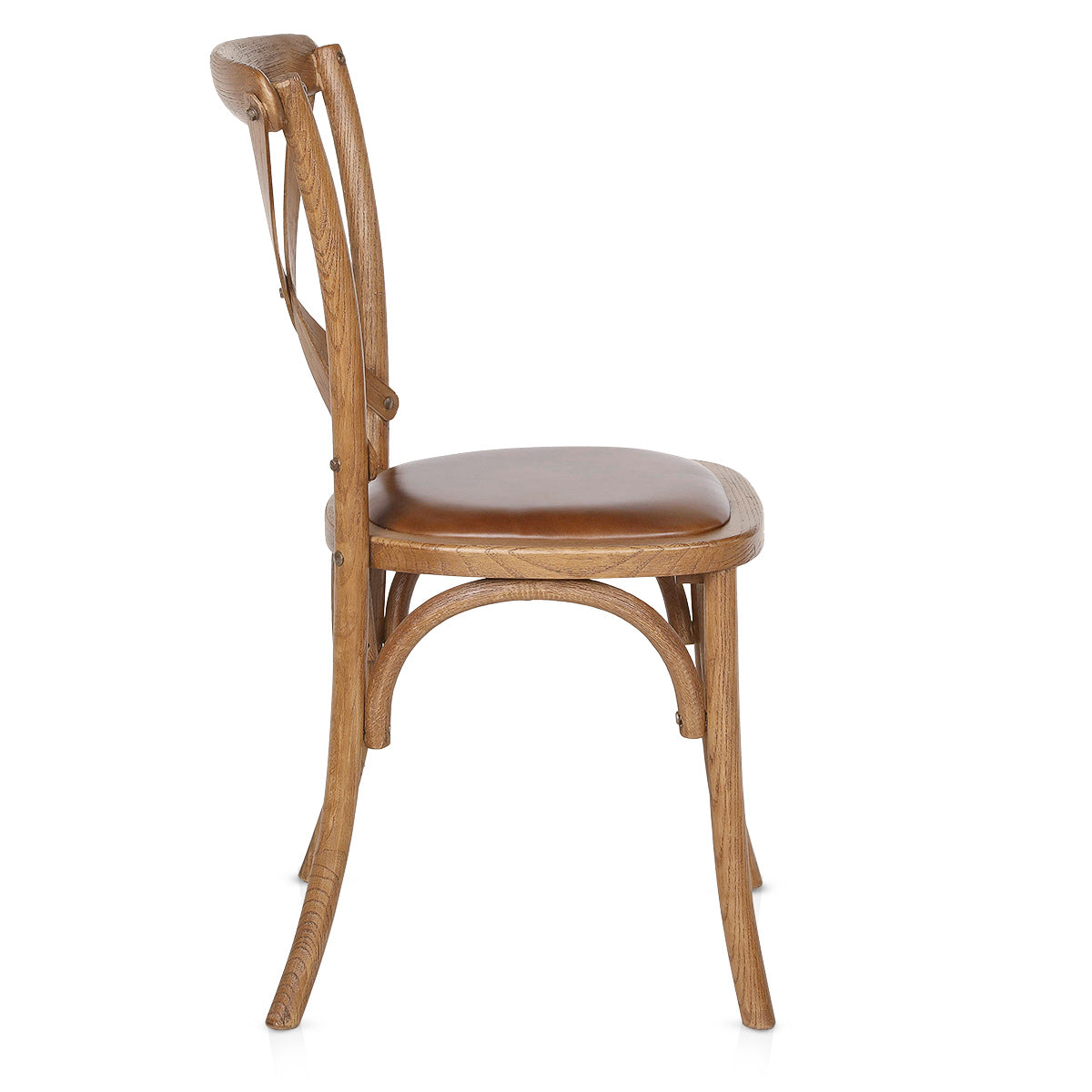 Marcel Walnut Cross Back Chair Brown Leather