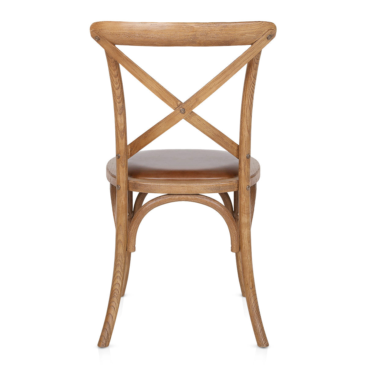 Marcel Walnut Cross Back Chair Brown Leather