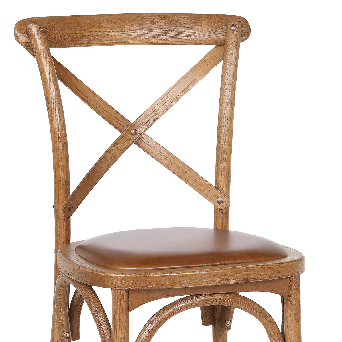 Marcel Walnut Cross Back Chair Brown Leather