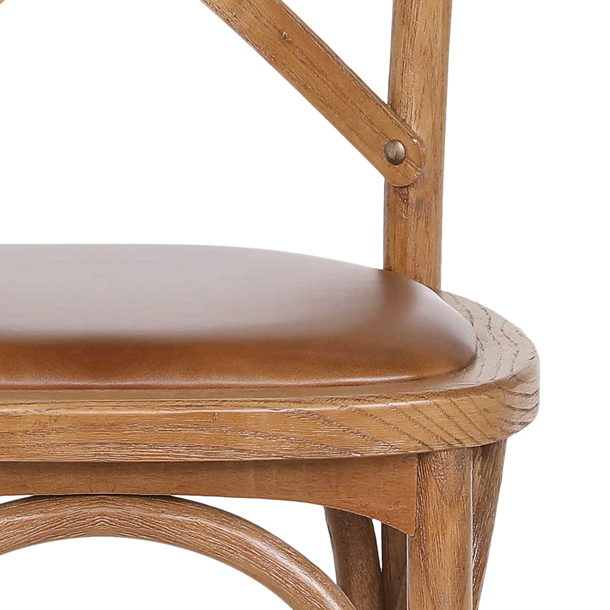 Marcel Walnut Cross Back Chair Brown Leather