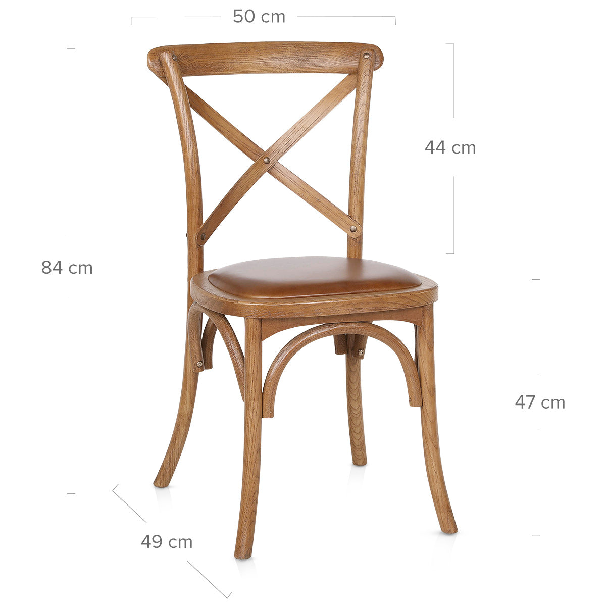 Marcel Walnut Cross Back Chair Brown Leather