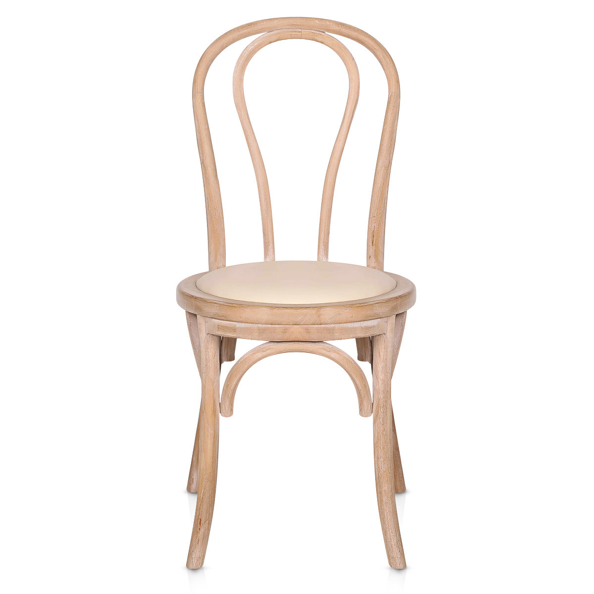 Henri Oak Bistro Chair Cream Real Leather