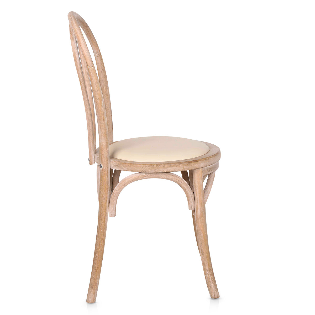 Henri Oak Bistro Chair Cream Real Leather