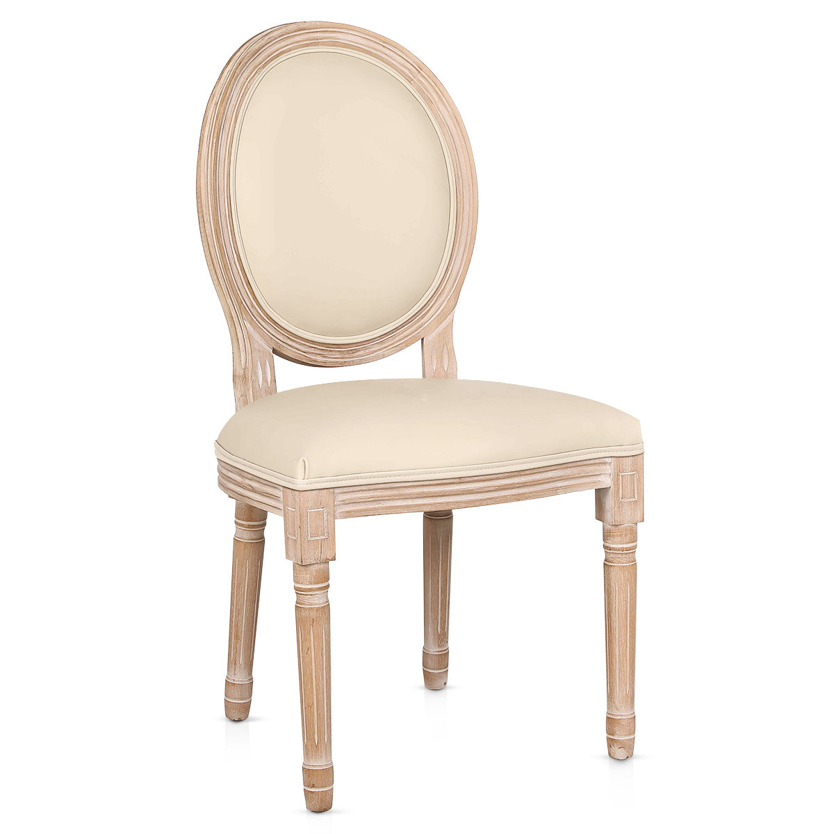 Louis Dining Chair Cream Real Leather