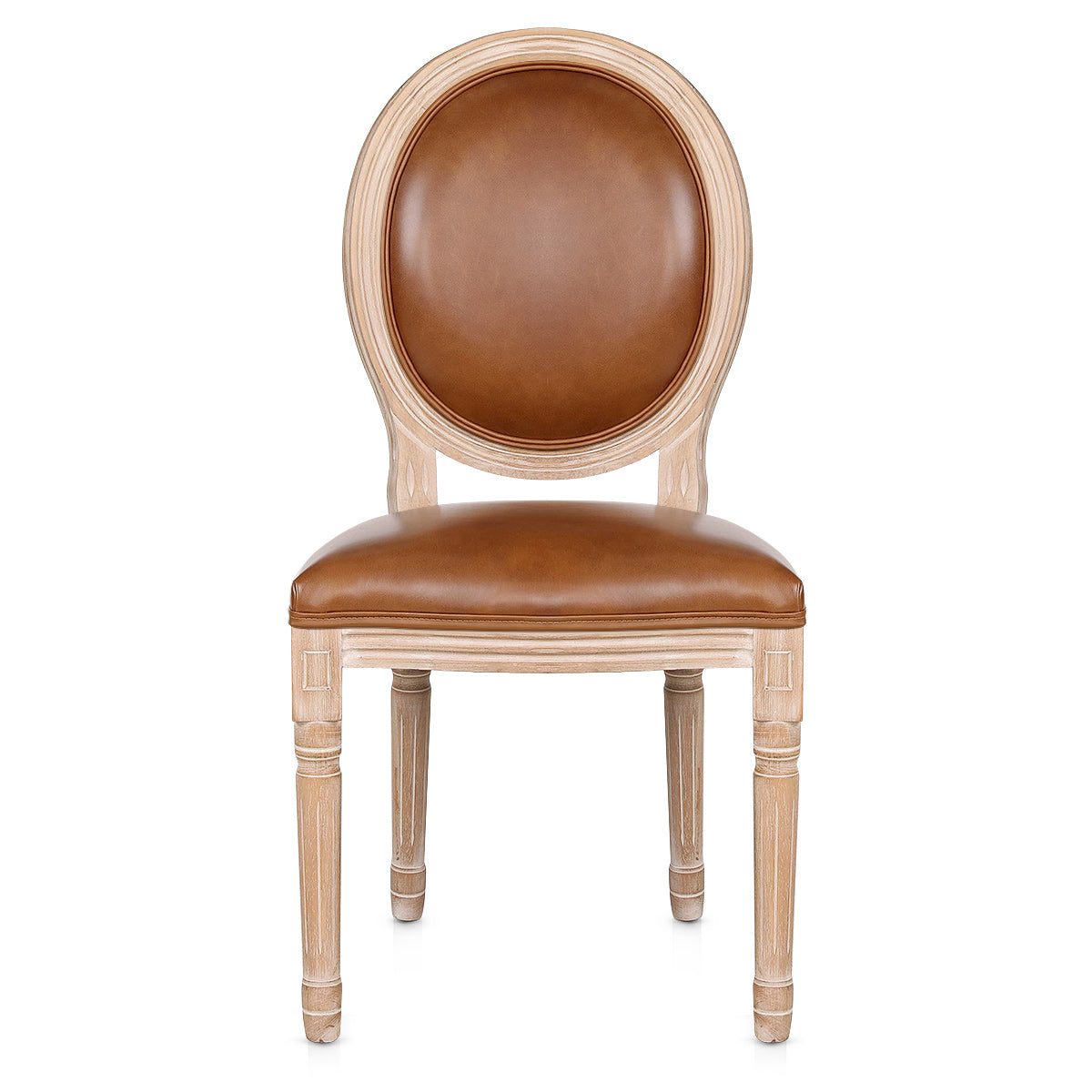 Louis Dining Chair Brown Real Leather