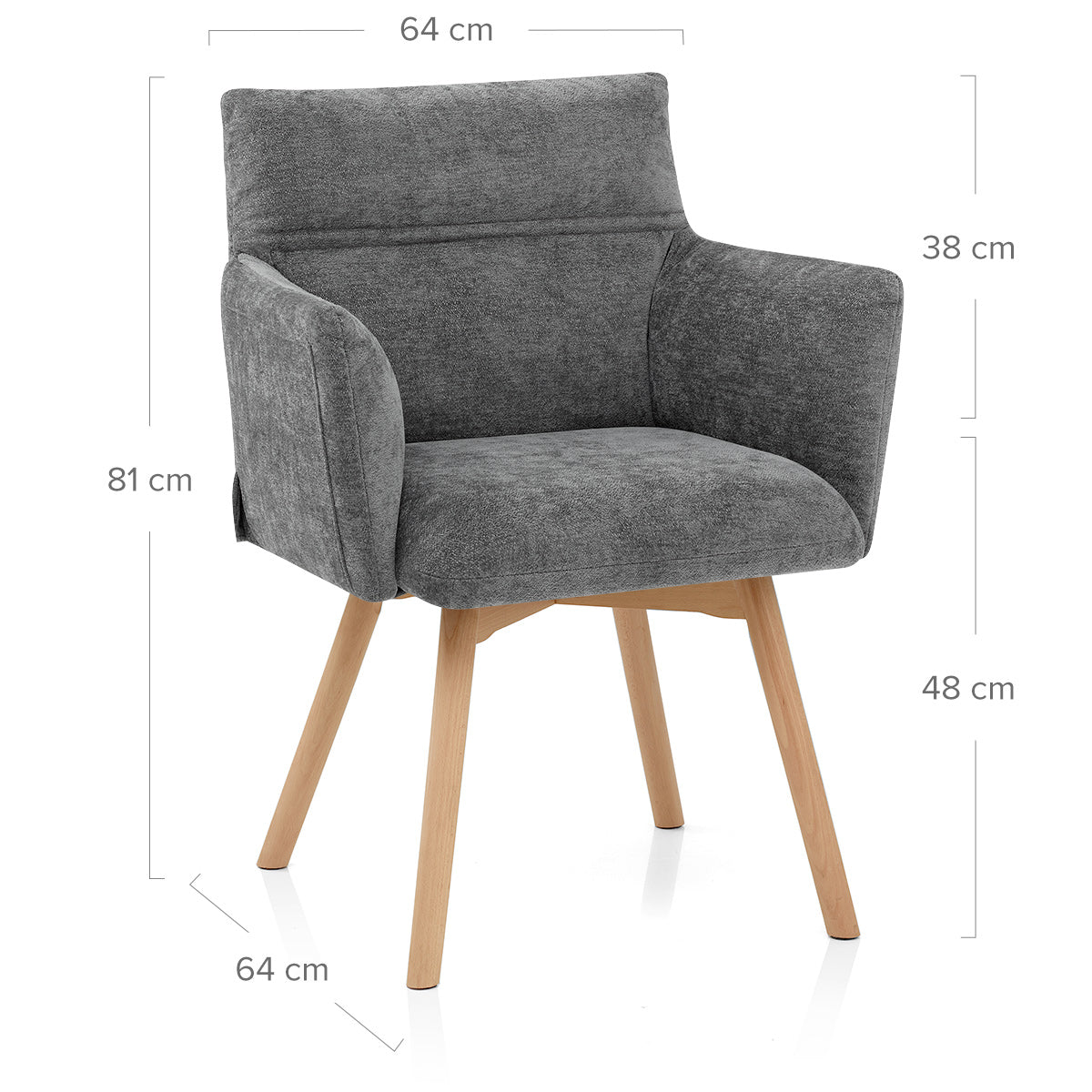 Mica Chair Oak & Charcoal Fabric