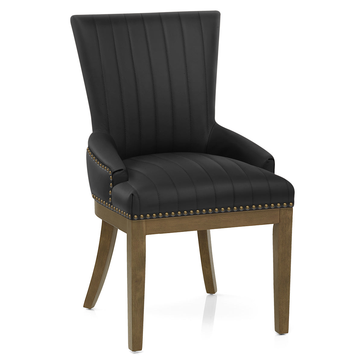 Chiltern Oak Dining Chair Black Leather