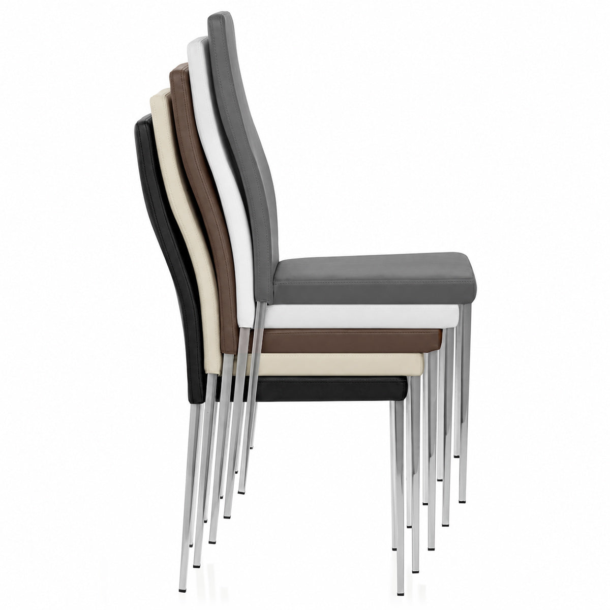Faith Stackable Chrome Chair Brown Faux Leather