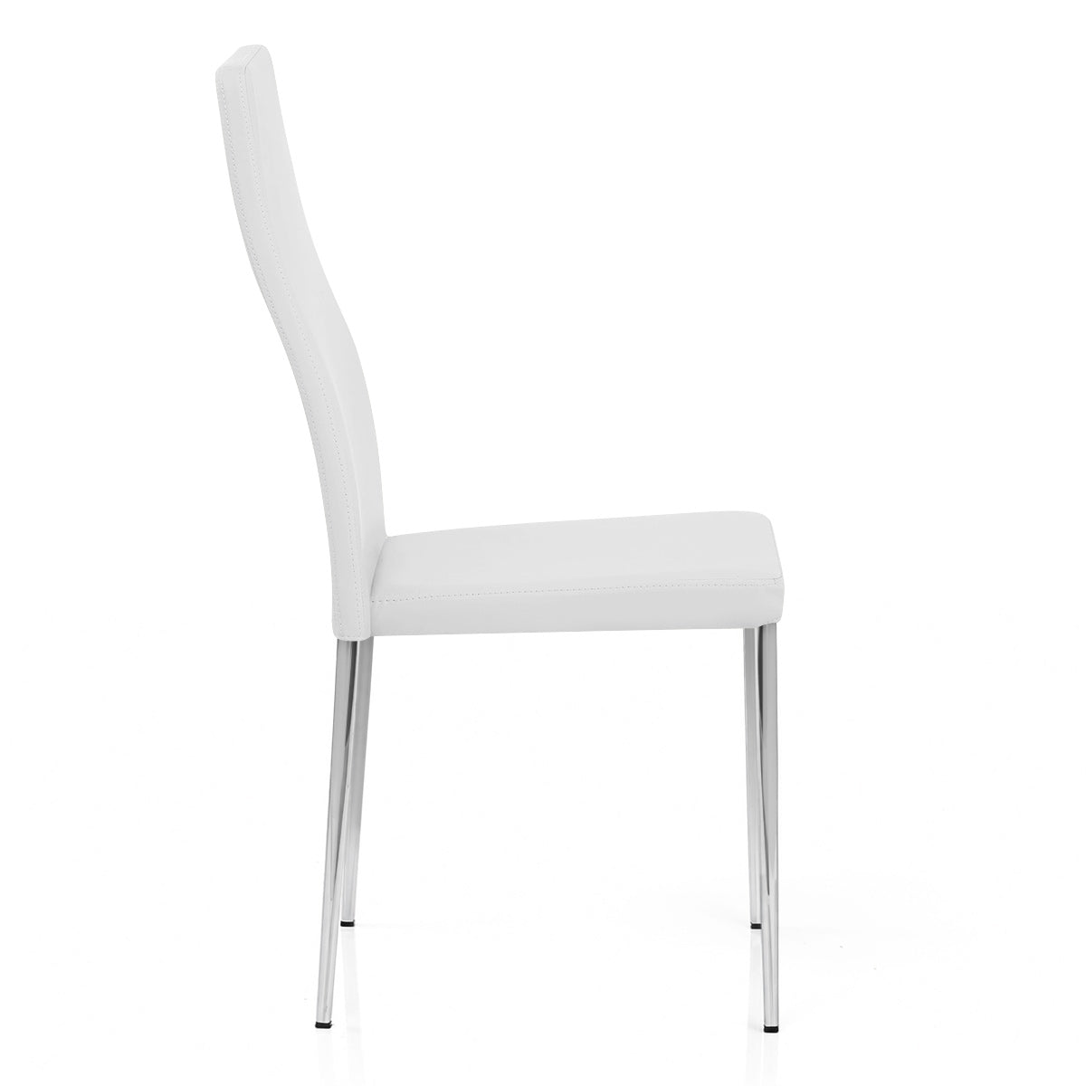 Faith Stackable Chrome Chair White Faux Leather
