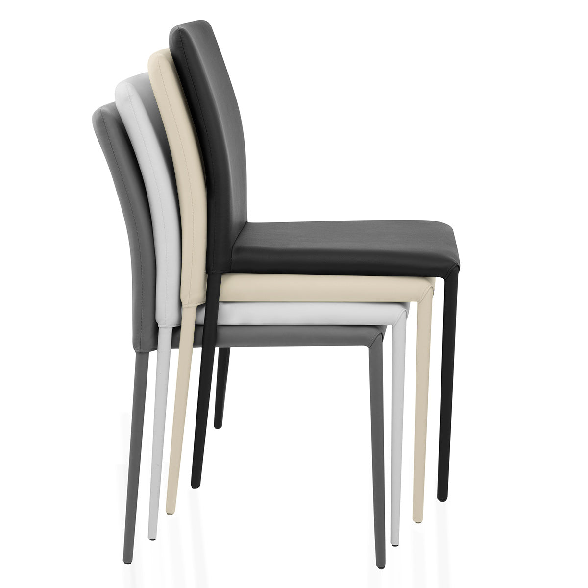 Joshua Stackable Faux Leather Dining Chair Cream