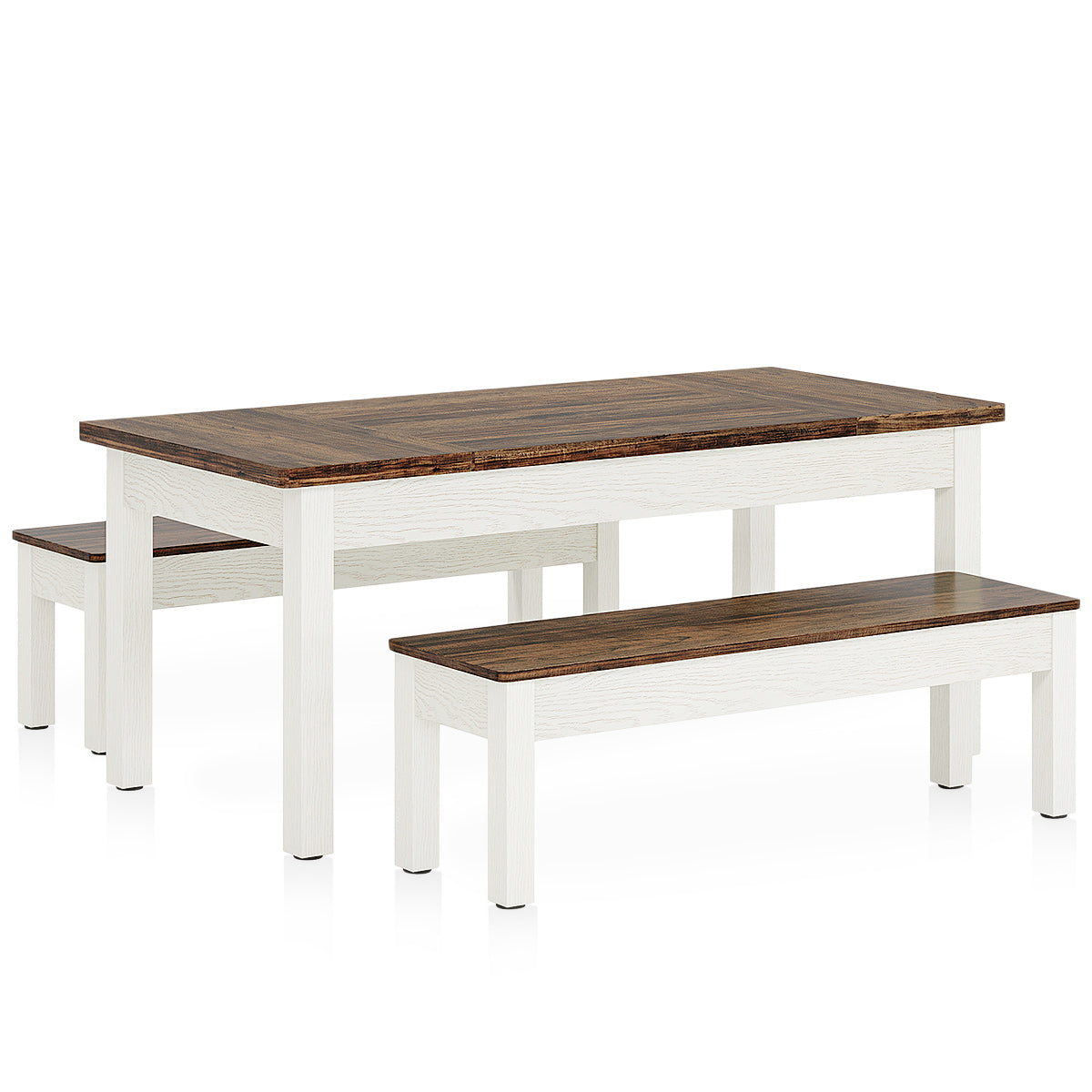 Windermere Dining Bench Set White & Walnut