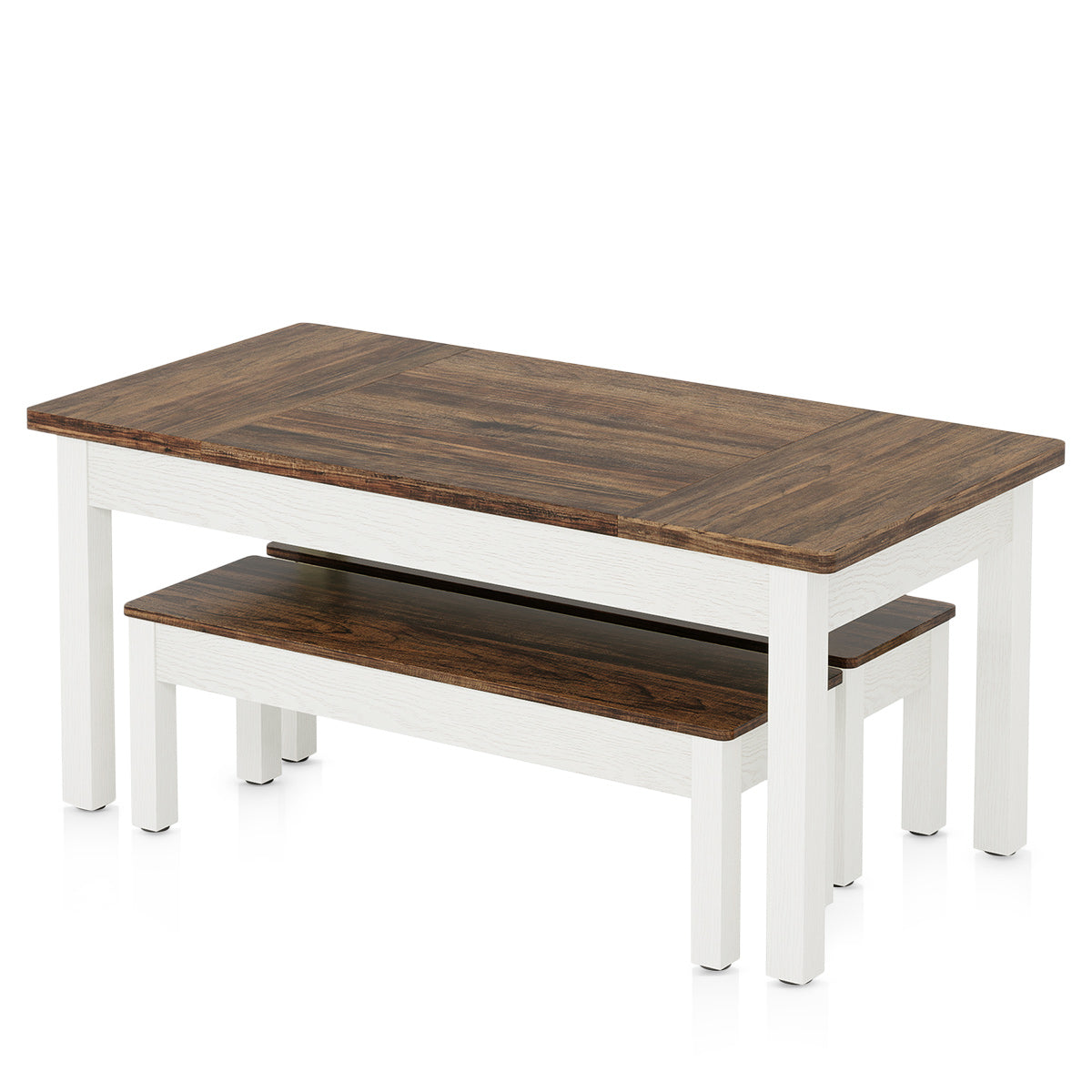 Windermere Dining Bench Set White & Walnut
