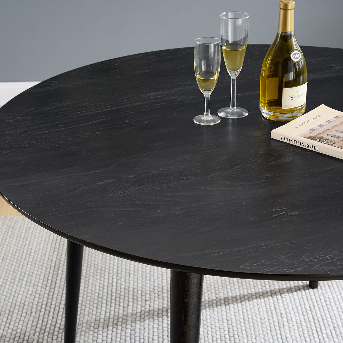 Everest 120cm Round Dining Table Black