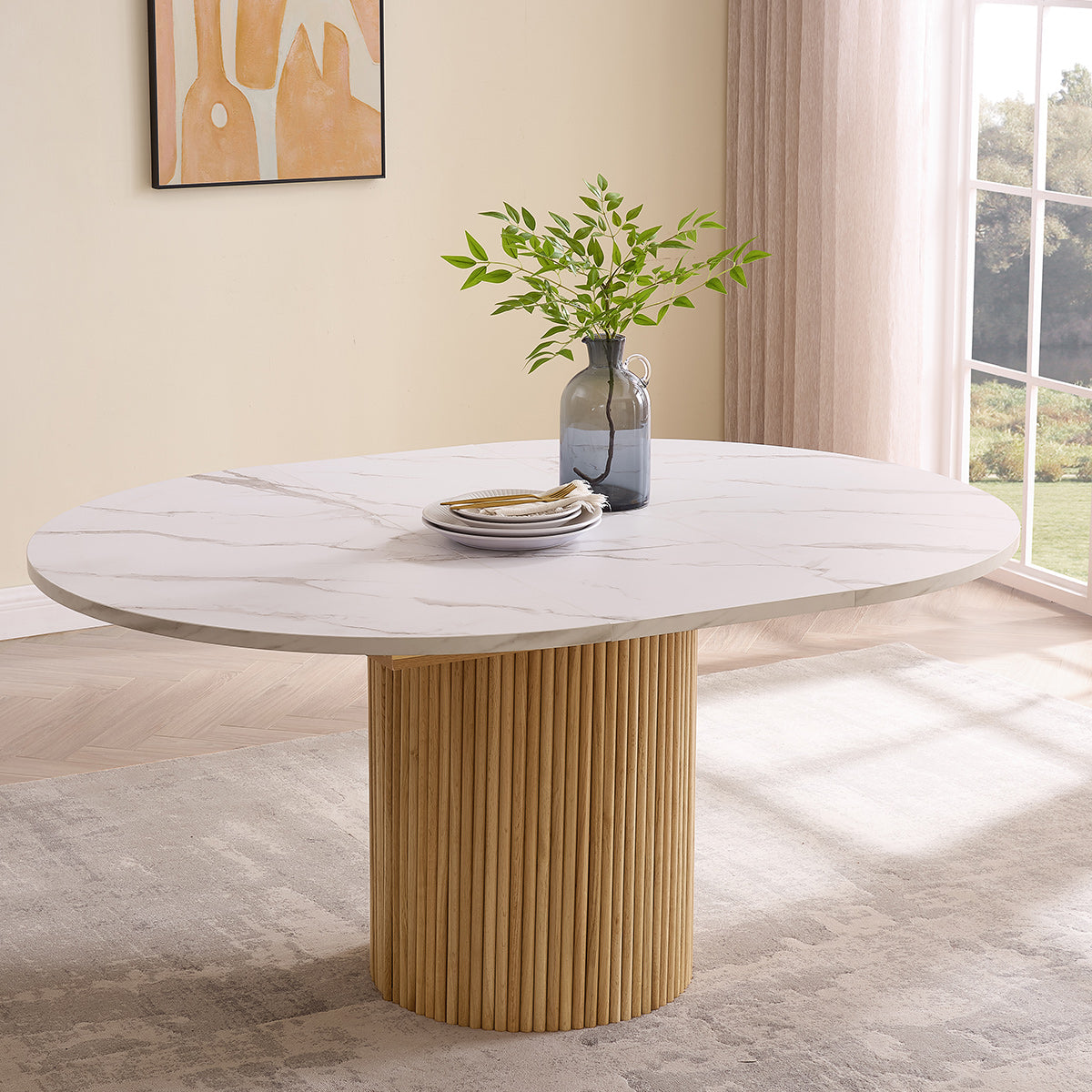 Blanc 120-160cm Oval Extending Dining Table