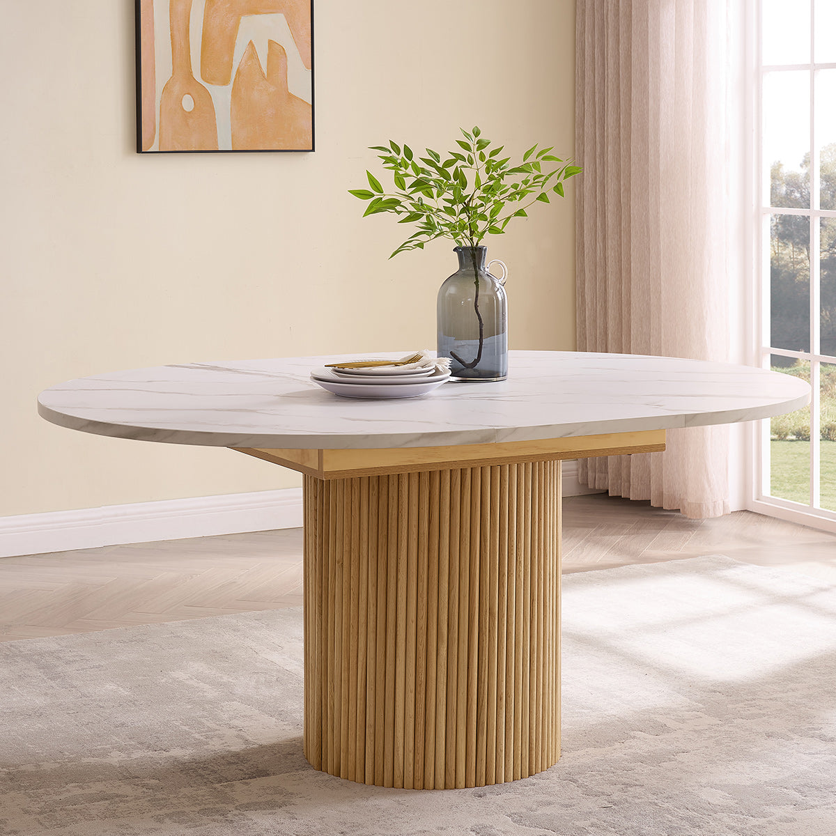 Blanc 120-160cm Oval Extending Dining Table