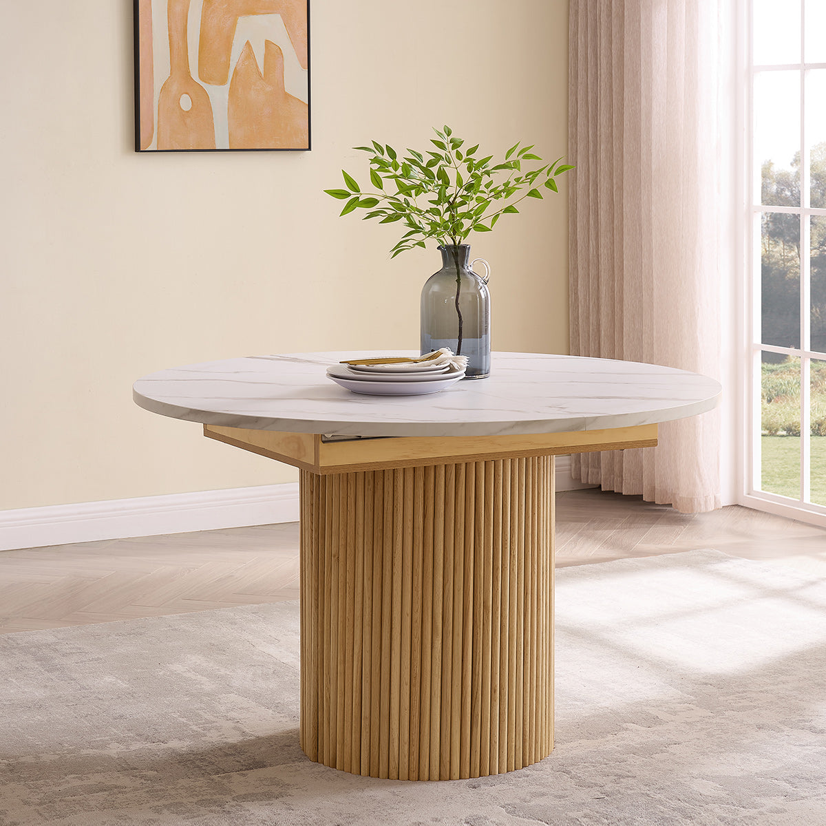 Blanc 120-160cm Oval Extending Dining Table