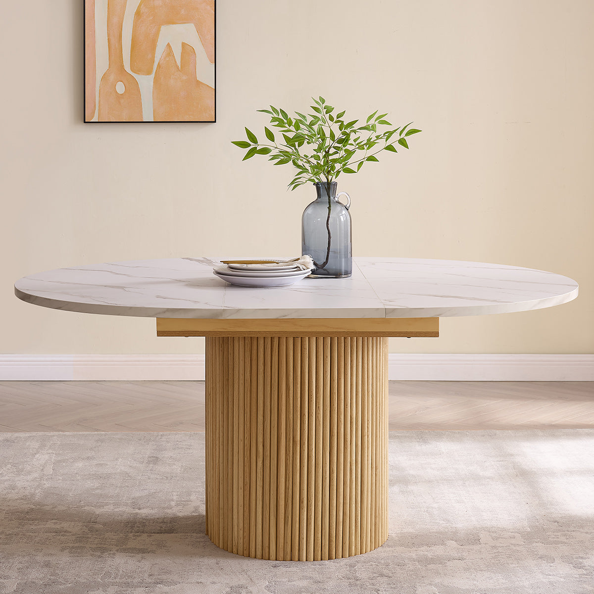 Blanc 120-160cm Oval Extending Dining Table