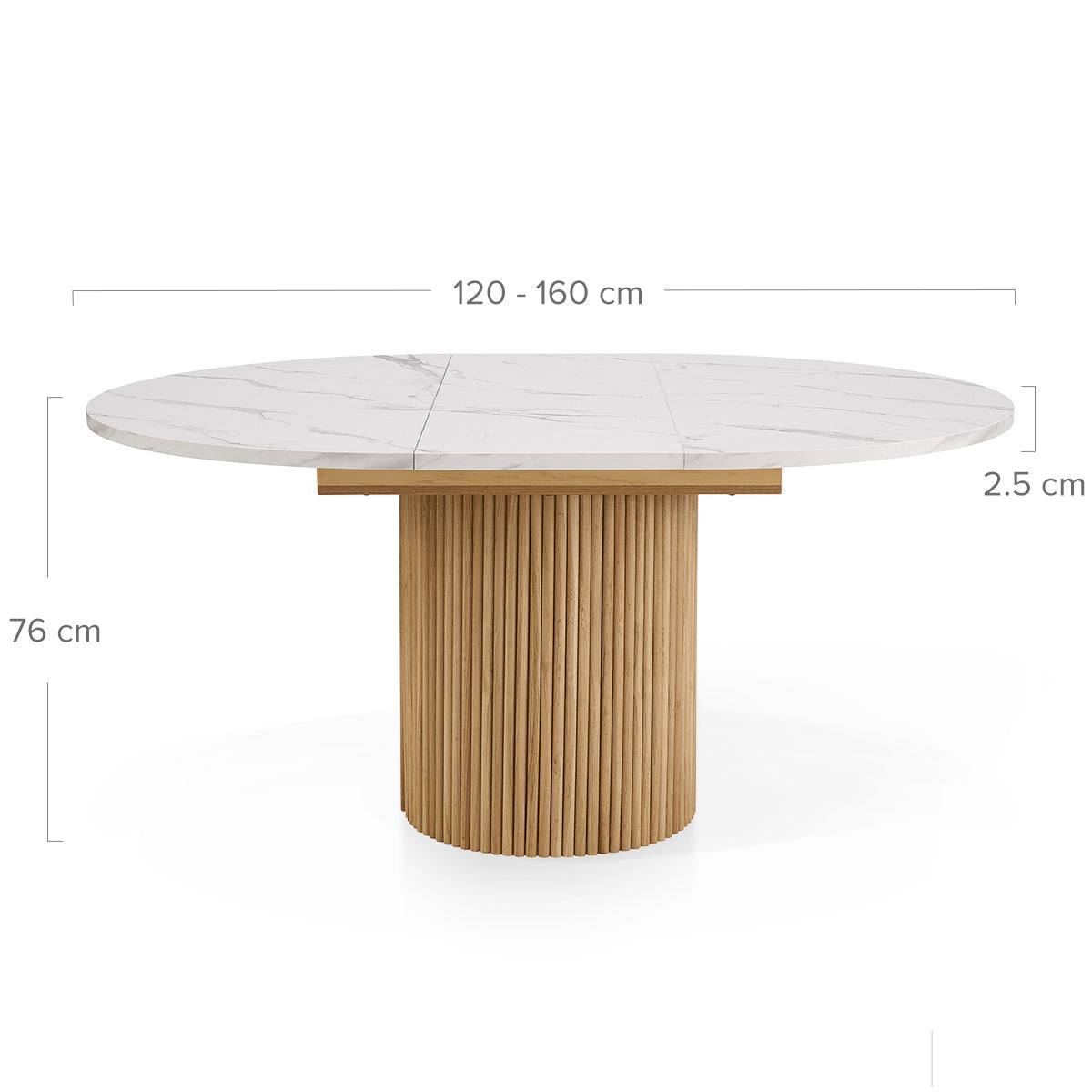 Blanc 120-160cm Oval Extending Dining Table