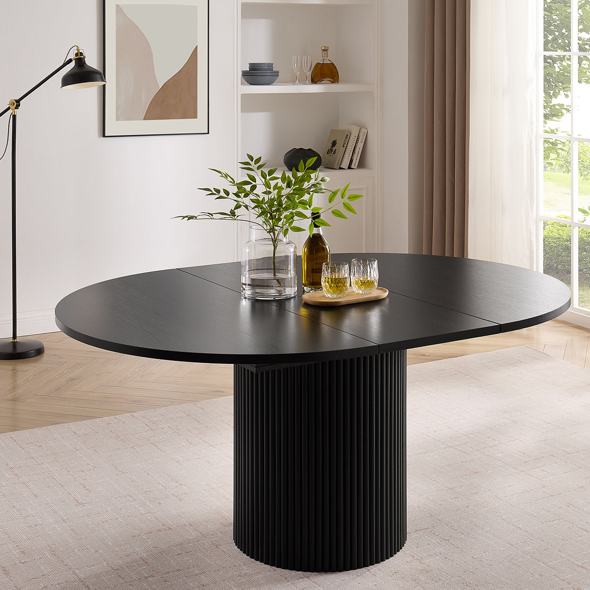 Atlas 120-160cm Oval Extending Dining Table Black