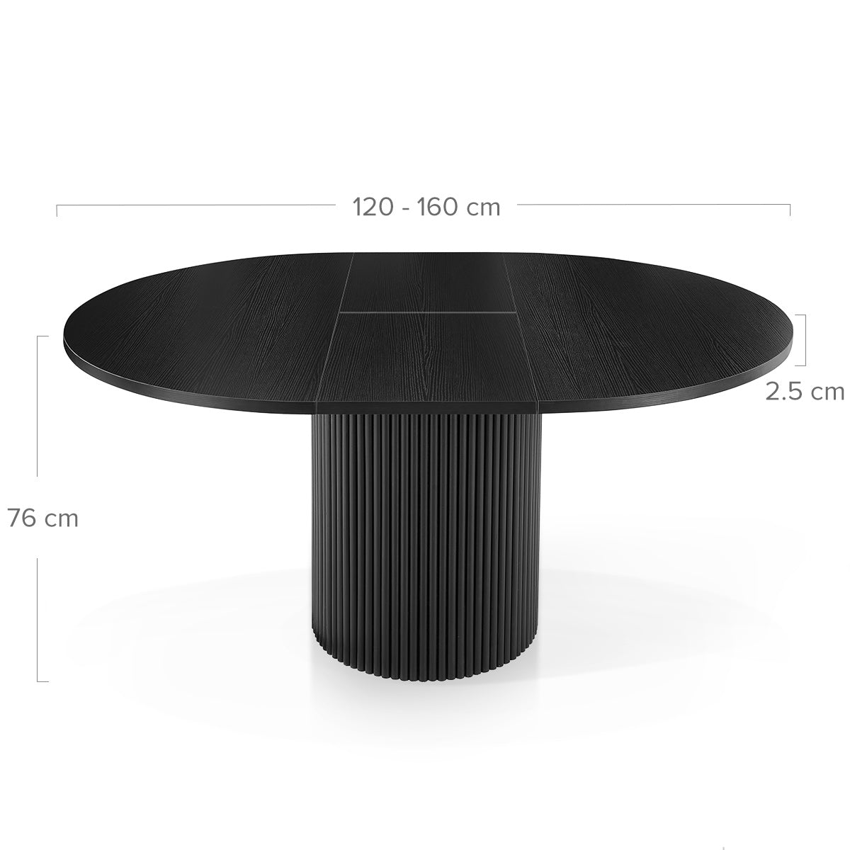 Atlas 120-160cm Oval Extending Dining Table Black