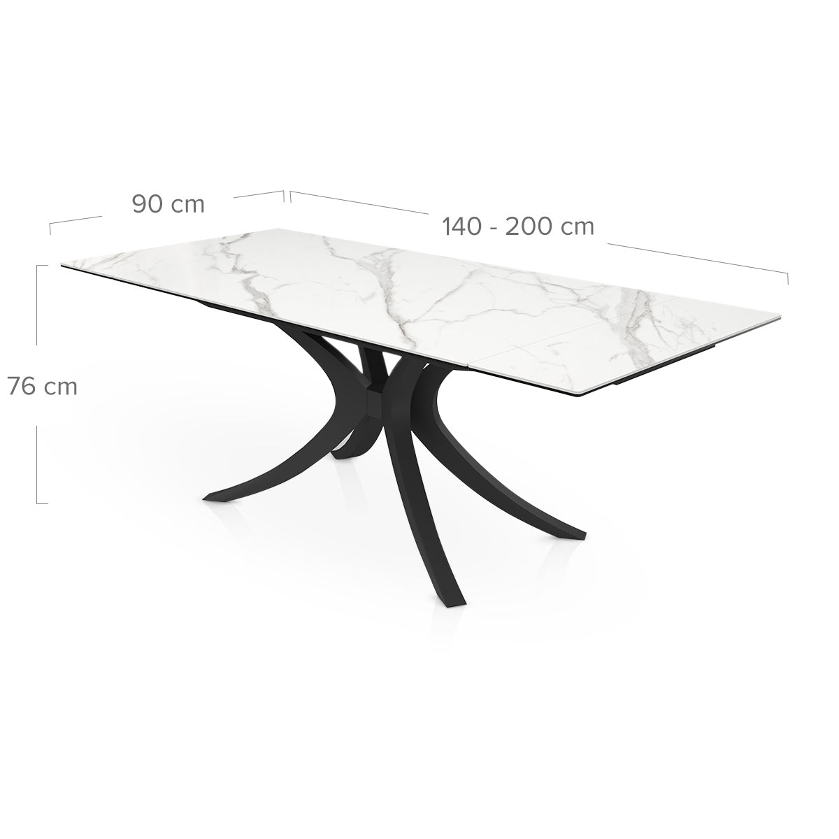 Apollo 140-200cm Extending Black Dining Table